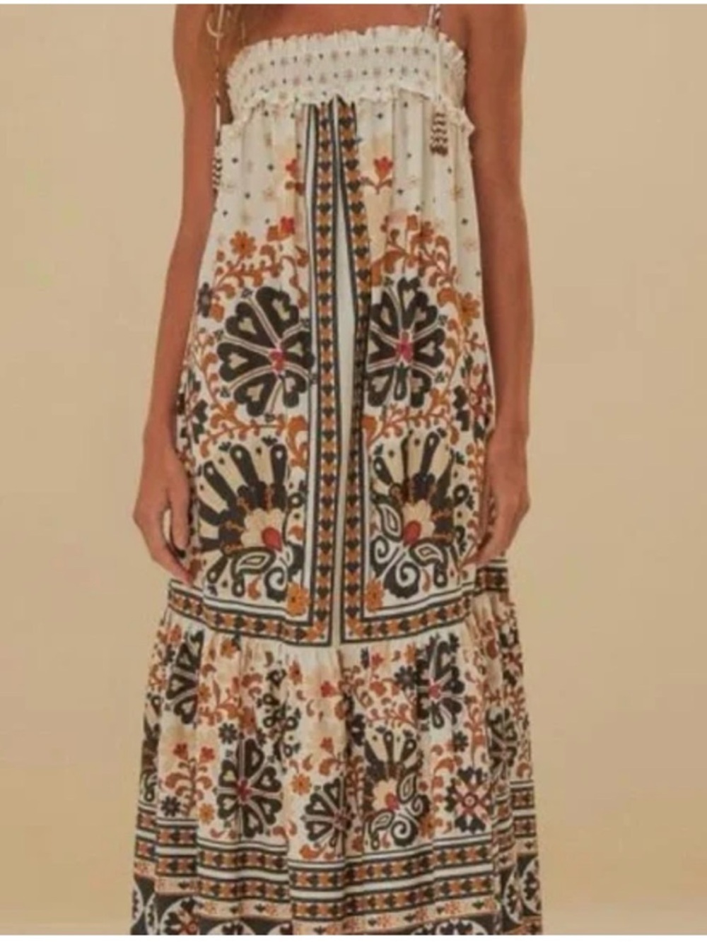 FARM Rio Flower Fan Tapestry MIDI Dress